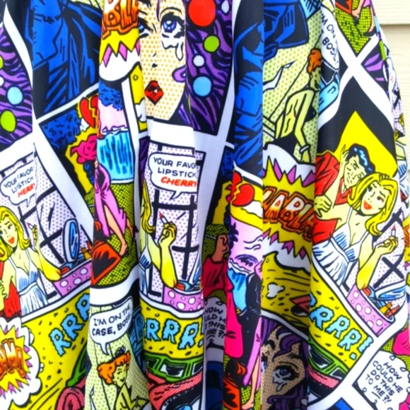 Pop Art Comic Printed Tight Strapless Dress Adult Halloween Party Costume (XS) - Picture 5 of 11